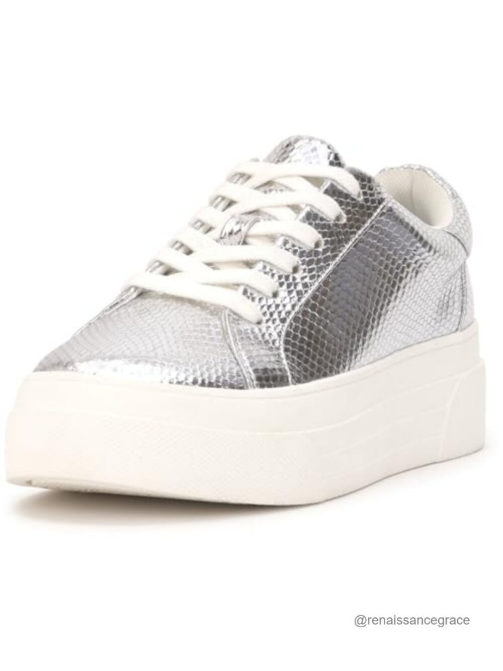 Jessica Simpson Caitrona Faux Leather Platform Sneakers Lace-Up Low Top
